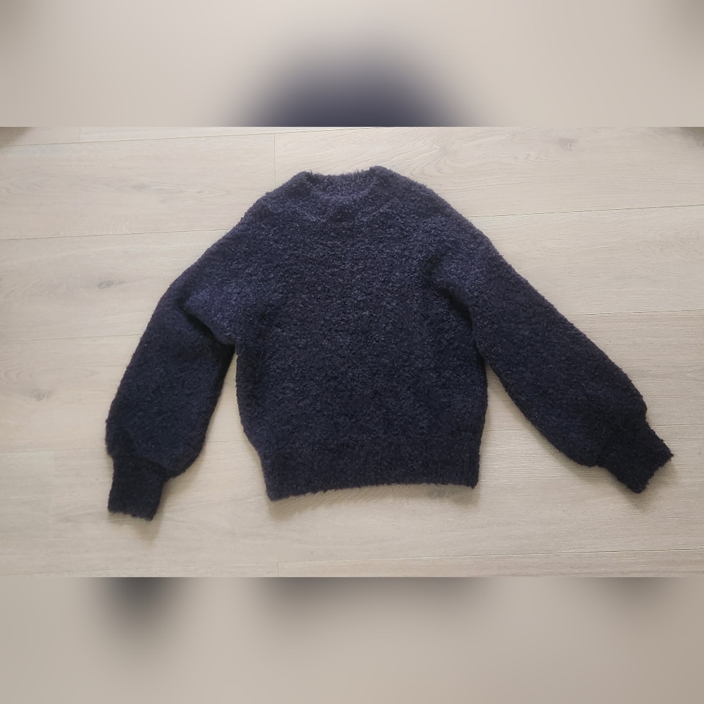Frank and Oak navy fuzzy sweater